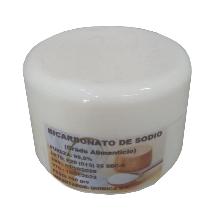 Bicarbonato de sodio grado alimenticio x 100 grs. pote